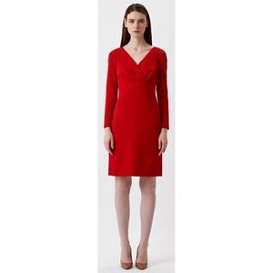 Ralph Lauren Black Label Red Surplice Long Sleeve Dress 16 New